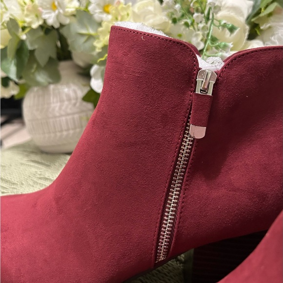 Style & Co. Russet Red Suede Ankle Booties with Side Zipper - Picture 5 of 8